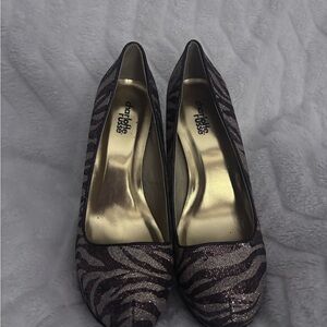 Charlotte Russe Brown/Gold Zebra Print Pumps